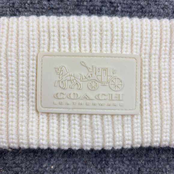 COACH Off White Knit Headband with Rubber Patch One Size Fits Most - Picture 2 of 7